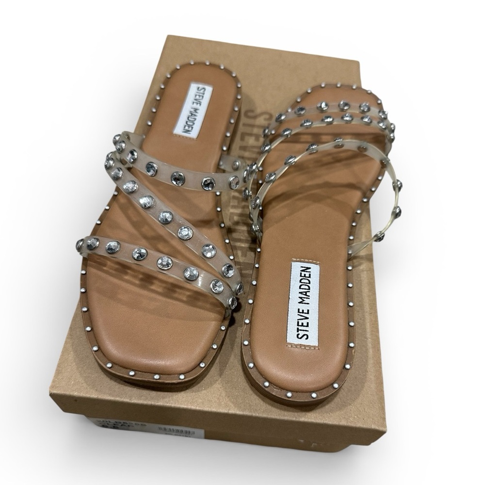 Steve Madden Clear Rhinestone Sandals